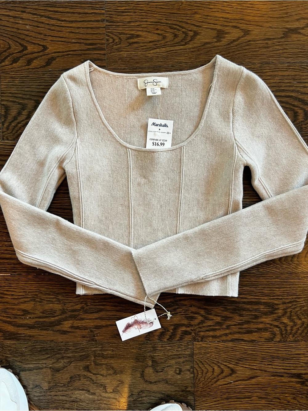 Joie Light Taupe Scoop Neck Ribbed Knit Top with tags Xs
